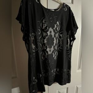 Susan Graver 2 piece Elegant Black Lace Women's Top